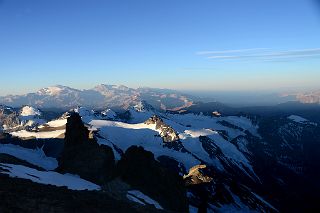 26 Cerro Bonete North, Zurbriggen, Cupola de Gussfeldt, Reichert, La Mano, Link, Fitzgerald With La Mesa, Mercedario, Alma Negra, Ramada Beyond At Sunset From Aconcagua Camp 3 Colera.jpg